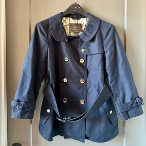 Coach Navy Short Trench Coat